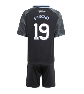 Aston Villa Jadon Sancho #19 Borta Kläder Barn 2025-26 Kortärmad (+ Korta byxor)